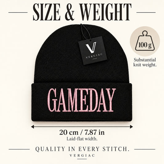 A GAMEDAY Embroidered Acrylic Knitted Hat Unisex High Elasticity High Gram Weight Warm and Comfortable