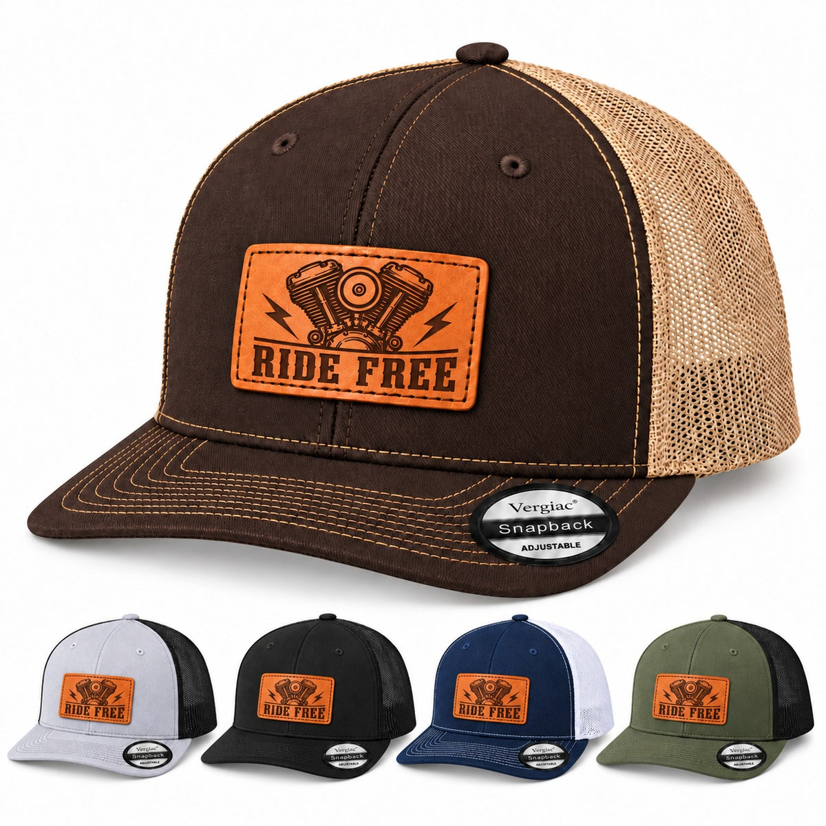 Ride Free Leather Patch Trucker Hat