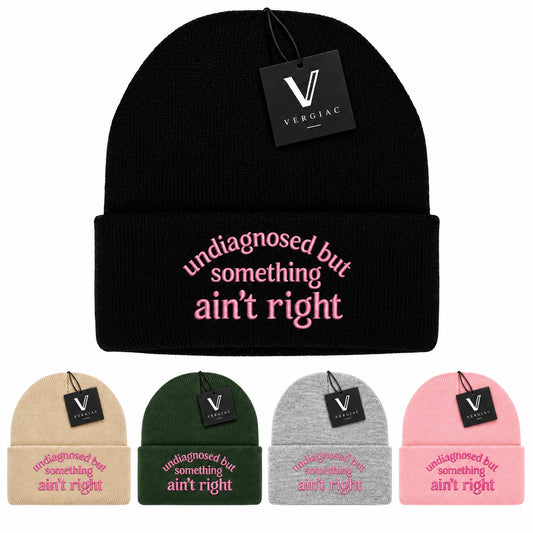 A UNDIAGNOSED BUT SOMETHING AIN'T RIGHT Embroidered Acrylic Knitted Hat Unisex High Elasticity High Gram Weight Warm and Comfortable