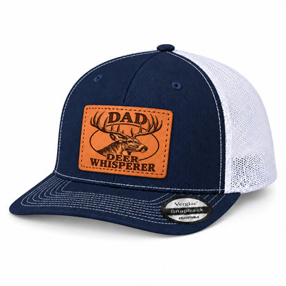 Dad Deer Whisperer Stag Head Graphic Leather Patch Trucker Hat
