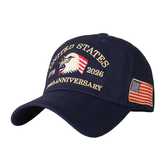 United States 250th Anniversary Patriotic Hat, Bald Eagle Embroidered Adjustable Baseball Cap for Men Women, Embroidered Color Block Trucker Hat Unisex Adjustable Cotton Breathable Fashion Cap for Travel Daily Wear