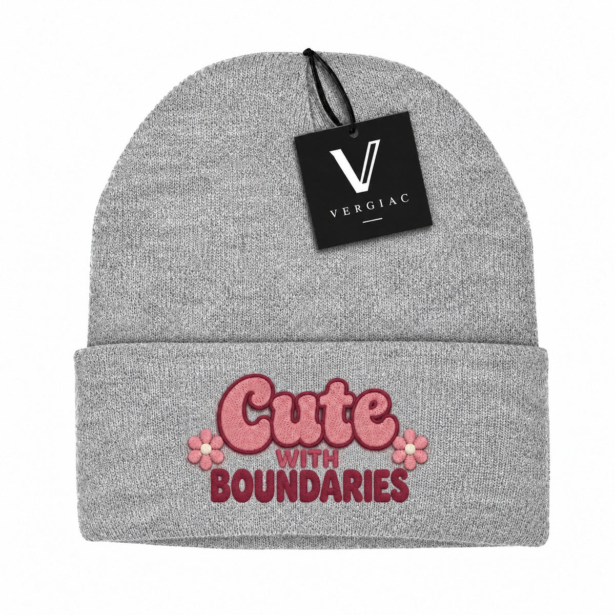 A Cute WITH BOUNDARIES Embroidered Acrylic Knitted Hat Unisex High Elasticity High Gram Weight Warm and Comfortable