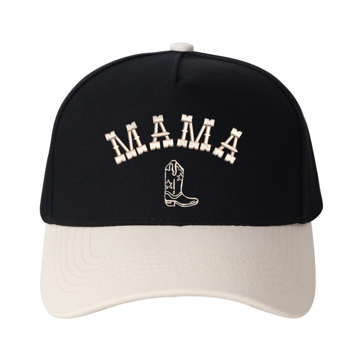 Mama And Boot Pattern Embroidered Trucker Hat