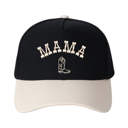 Mama And Boot Pattern Embroidered Trucker Hat