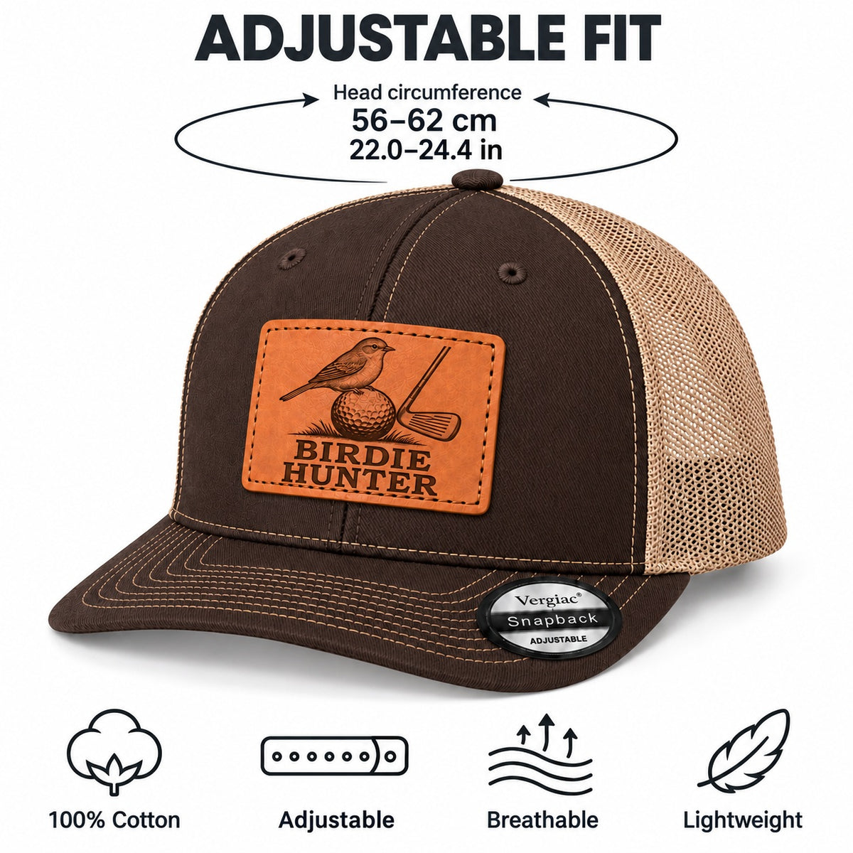 Birdie Hunter Bird And Golf Graphic Leather Patch Trucker Hat