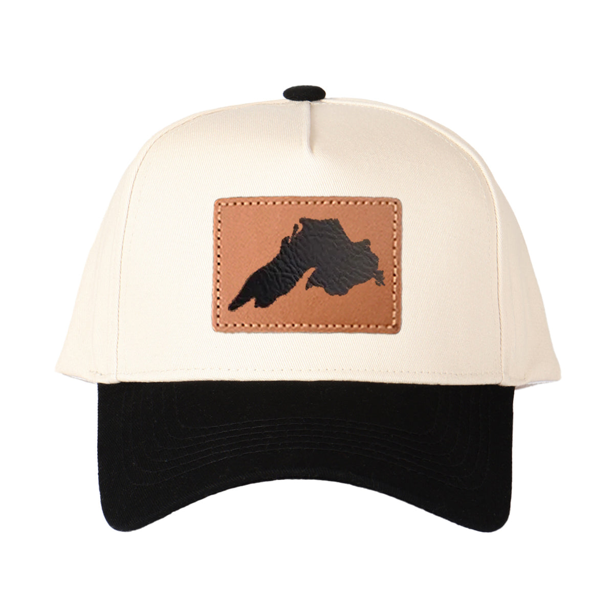 Upper Peninsula Of Michigan Leather Patch Trucker Hat