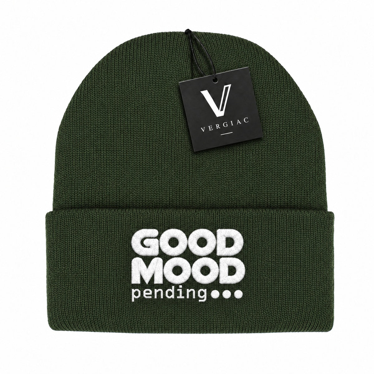 A GOOD MOOD pending... Embroidered Acrylic Knitted Hat Unisex High Elasticity High Gram Weight Warm and Comfortable