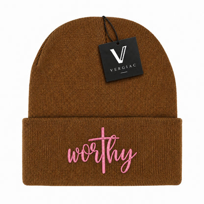 Worthy Embroidered Knit Beanie