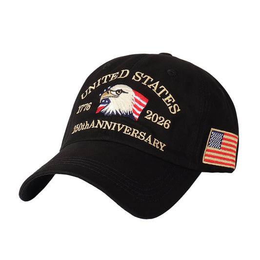 United States 250th Anniversary Patriotic Hat, Bald Eagle Embroidered Adjustable Baseball Cap for Men Women, Embroidered Color Block Trucker Hat Unisex Adjustable Cotton Breathable Fashion Cap for Travel Daily Wear