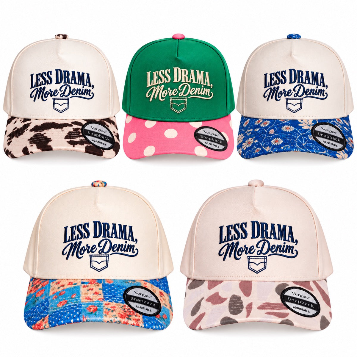 Less Drama, More Denim 5-Panel Trucker Hat