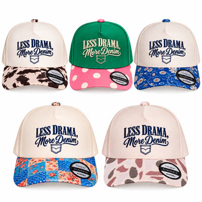 Less Drama, More Denim 5-Panel Trucker Hat