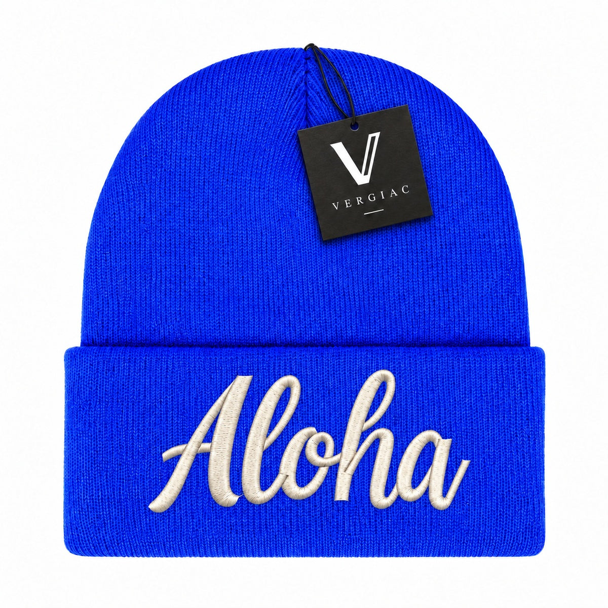 A ALOHA Embroidered Acrylic Knitted Hat Unisex High Elasticity High Gram Weight Warm and Comfortable