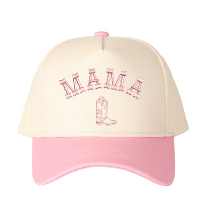 Mama And Boot Pattern Embroidered Trucker Hat