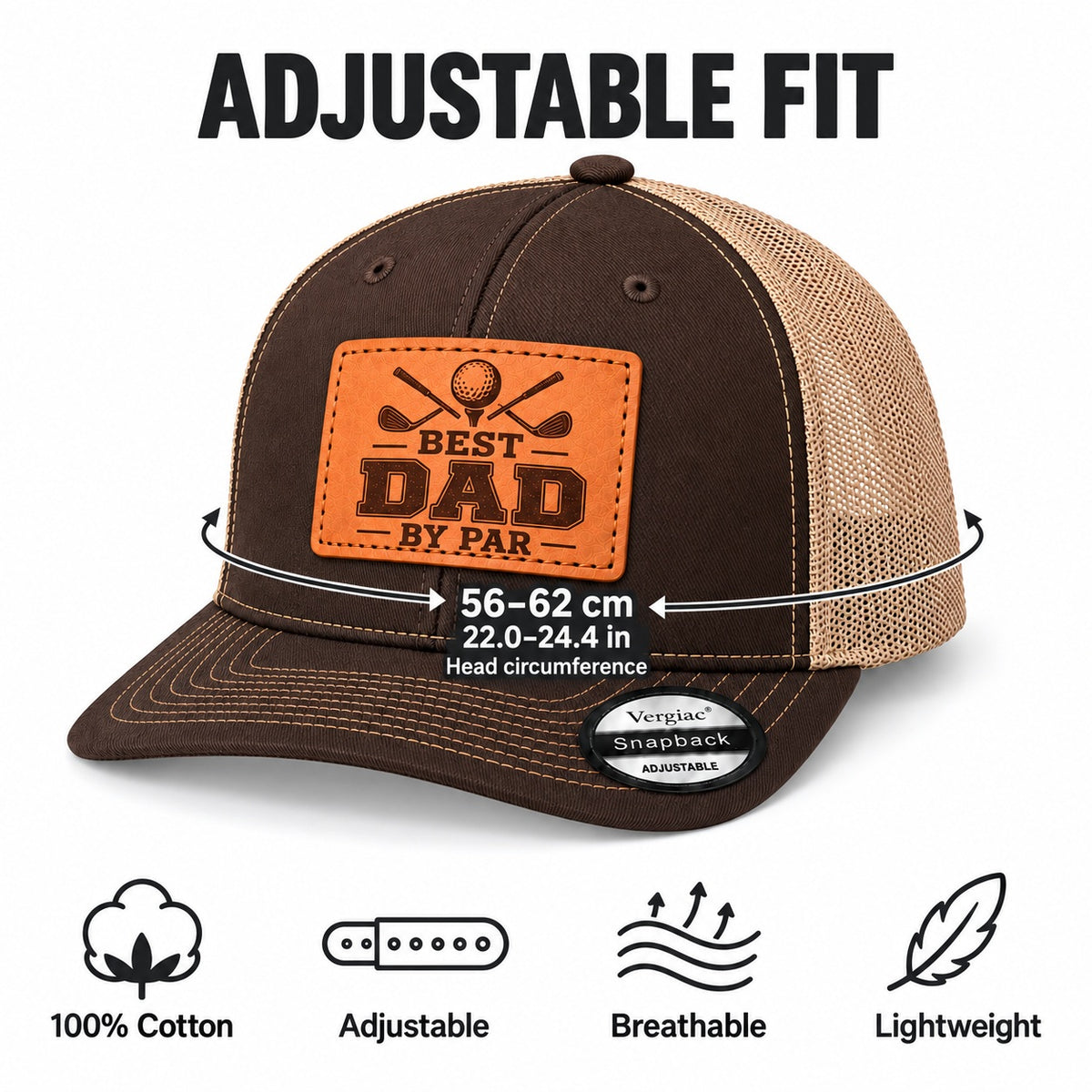 Best Dad By Par Golf Club Graphic Leather Patch Trucker Hat