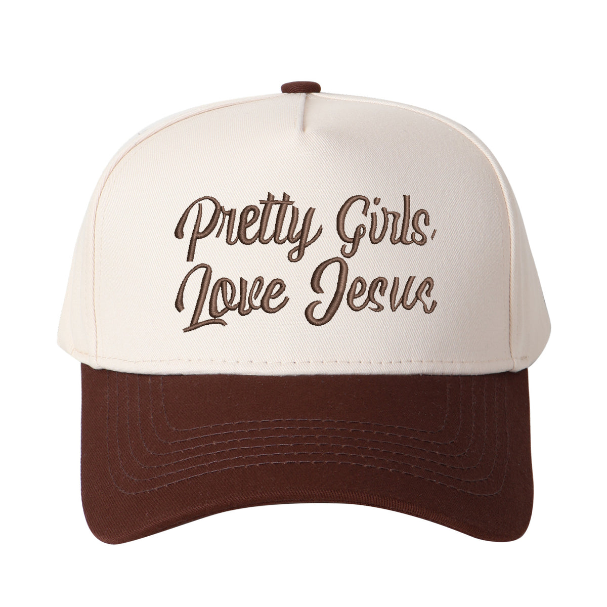 Pretty Girls Love Jesus Embroidered Trucker Hat