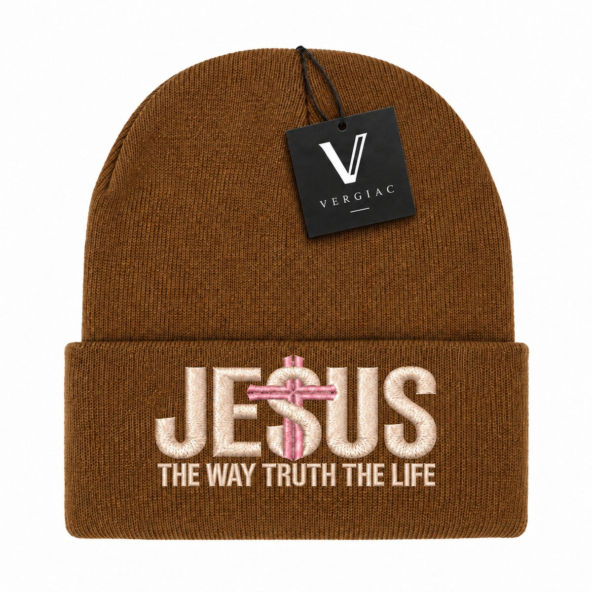 A JESUS Embroidered Acrylic Knitted Hat Unisex High Elasticity High Gram Weight Warm and Comfortable