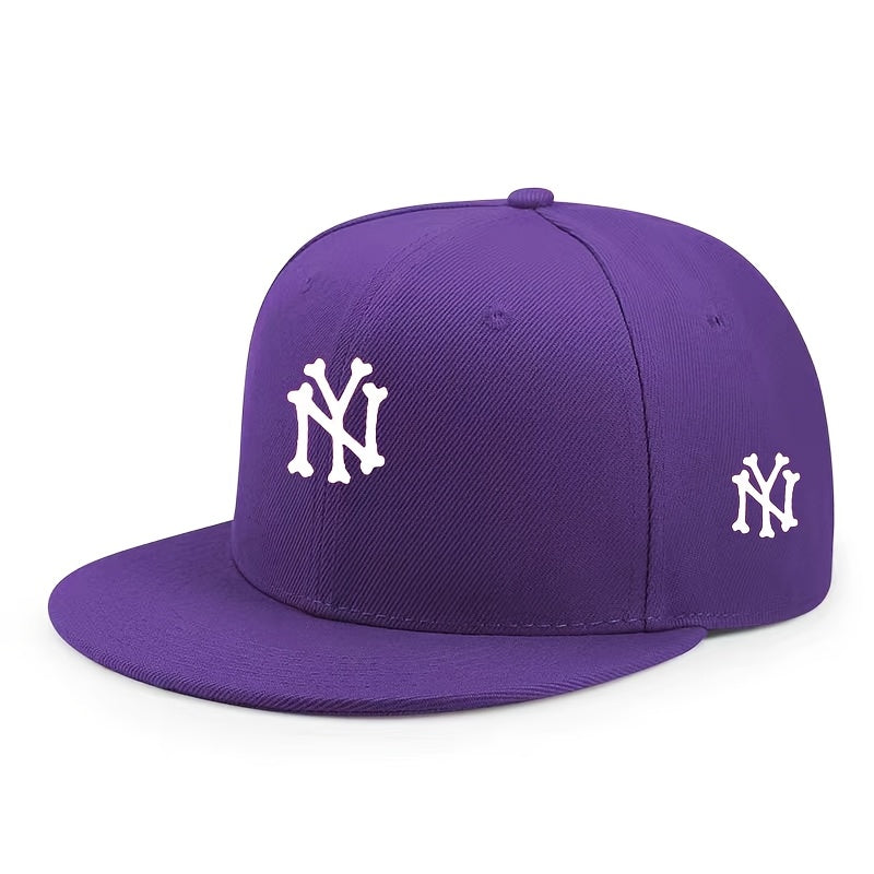 NY Letter Print Flat-Brim Cap