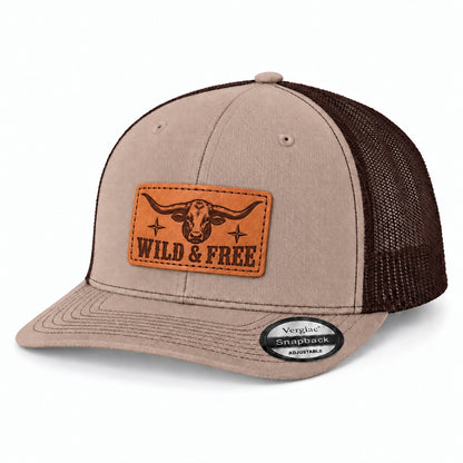 Wild and Free Leather Patch Trucker Hat