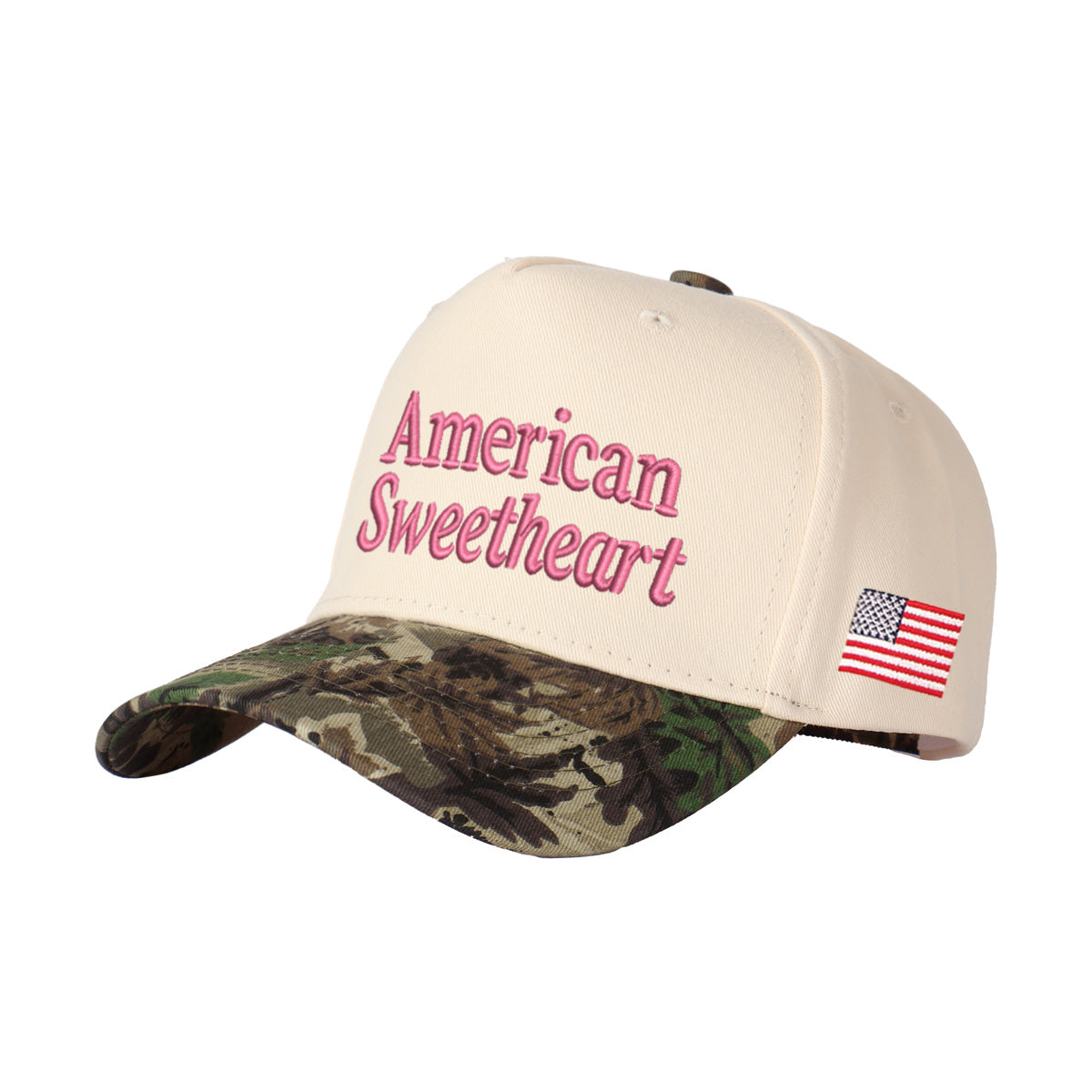 American Sweetheart Embroidered Patchwork Trucker Cap | Adjustable Unisex Snapback, Retro Americana Essential