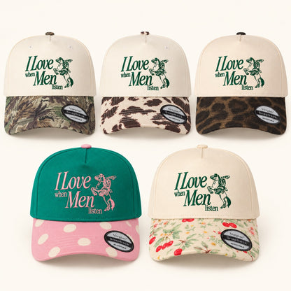 5-Panel Embroidered Cotton Trucker Hat with Printed Brim and Structured Front, Adjustable Unisex Baseball Cap, 1 Piece