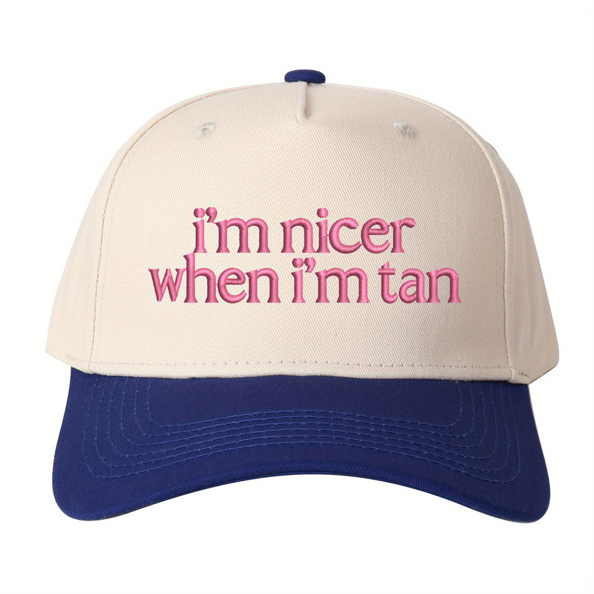 1pc “I'm Nicer When I'm Tan” Embroidered Trucker Hat for Women, Stylish Baseball Cap