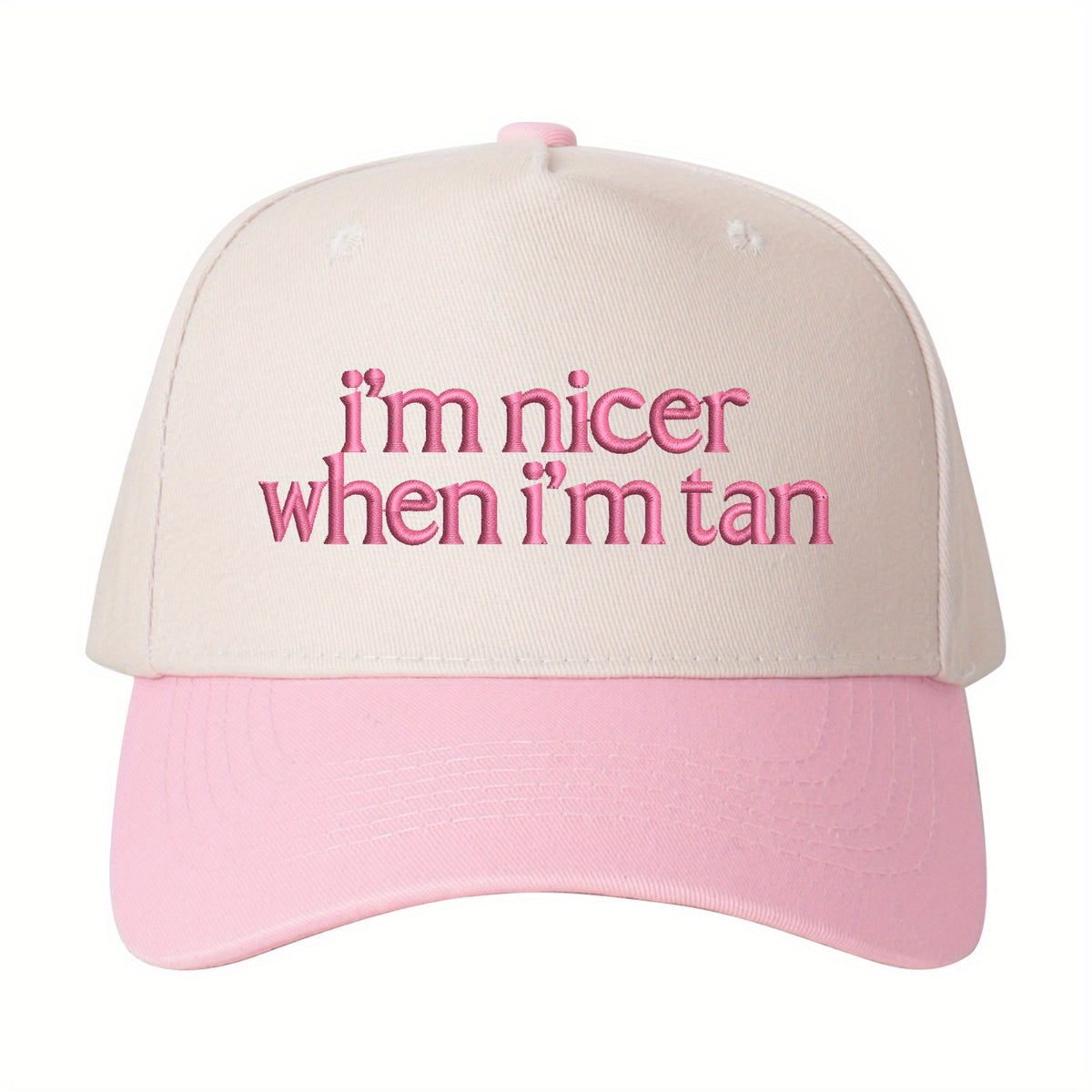 1pc “I'm Nicer When I'm Tan” Embroidered Trucker Hat for Women, Stylish Baseball Cap