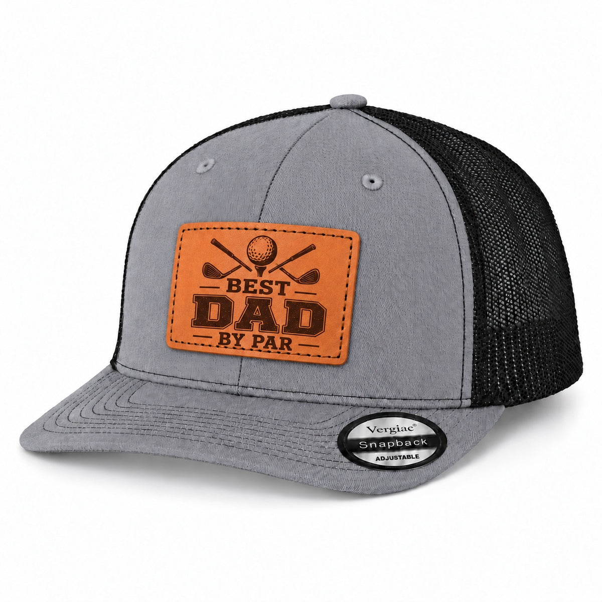 Best Dad By Par Golf Club Graphic Leather Patch Trucker Hat