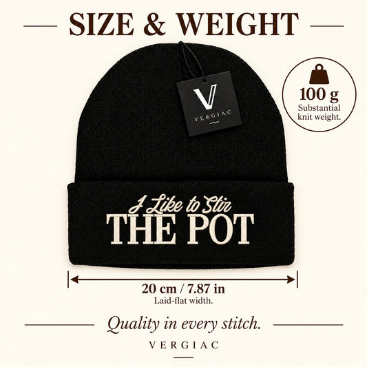 A THE POT Embroidered Acrylic Knitted Hat Unisex High Elasticity High Gram Weight Warm and Comfortable