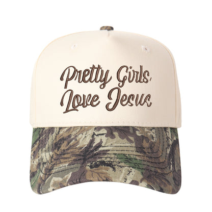 Pretty Girls Love Jesus Embroidered Trucker Hat