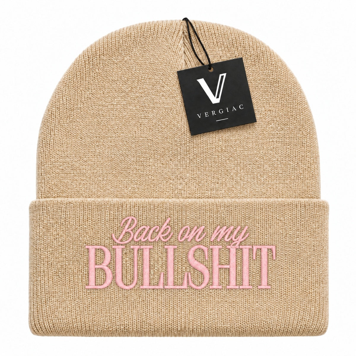 A Back on my BULLSHIT Embroidered Acrylic Knitted Hat Unisex High Elasticity High Gram Weight Warm and Comfortable