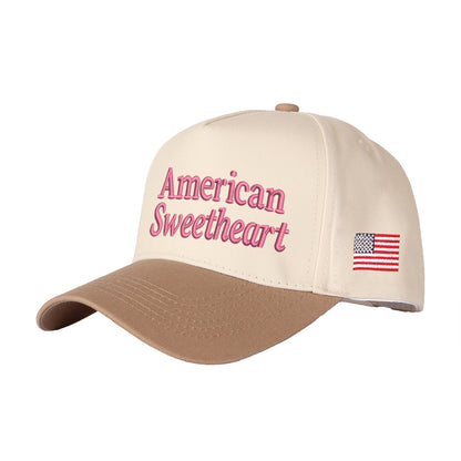 American Sweetheart Embroidered Patchwork Trucker Cap | Adjustable Unisex Snapback, Retro Americana Essential