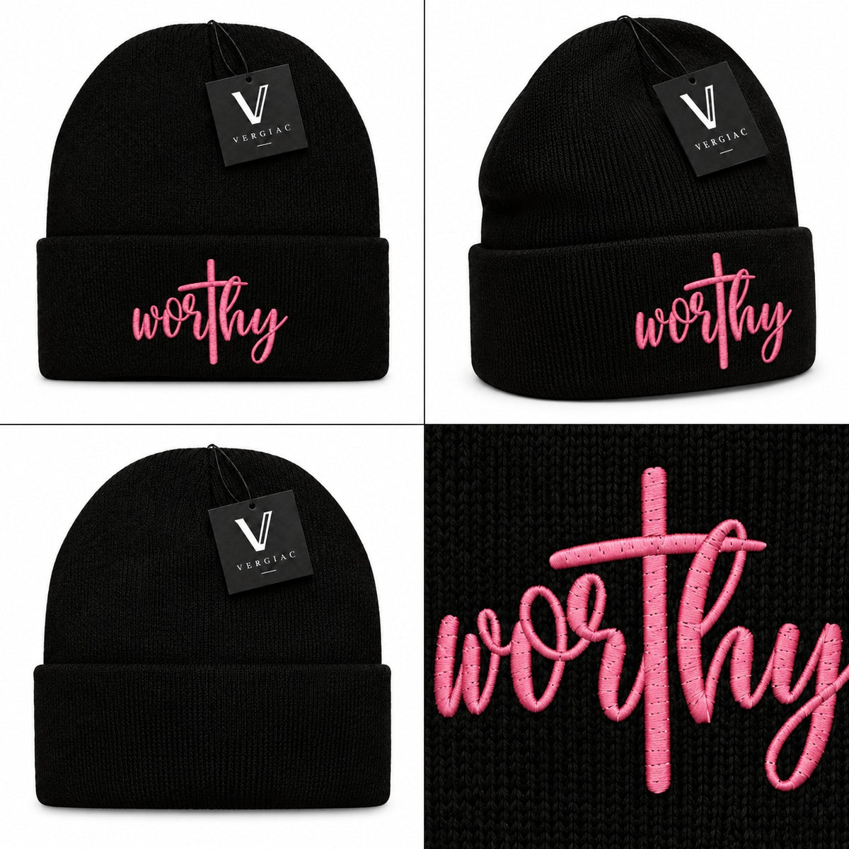 Worthy Embroidered Knit Beanie