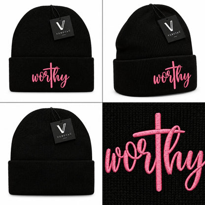 Worthy Embroidered Knit Beanie