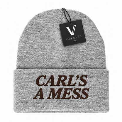 A CARL'S A MESS Embroidered Acrylic Knitted Hat Unisex High Elasticity High Gram Weight Warm and Comfortable