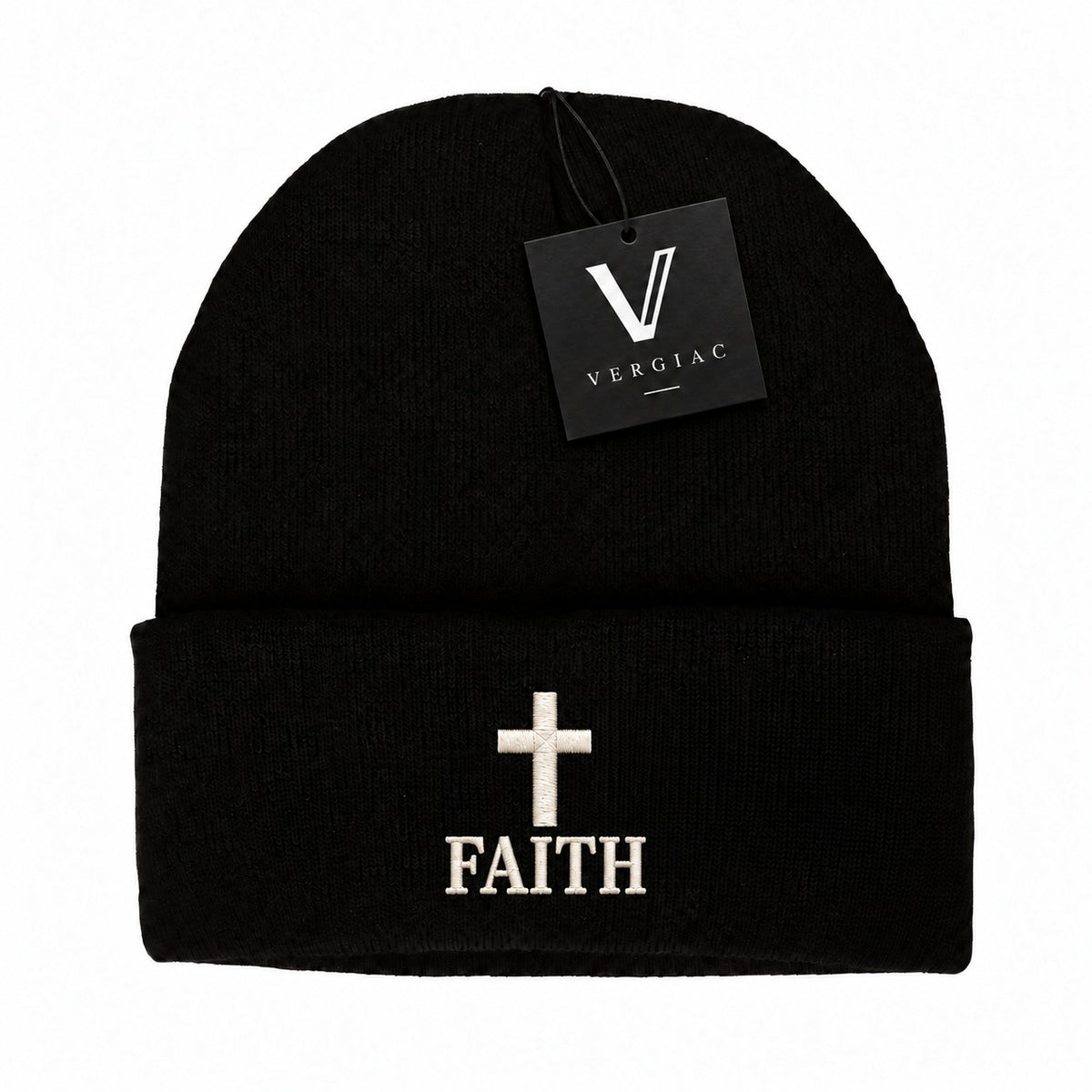 A FAITH Embroidered Acrylic Knitted Hat Unisex High Elasticity High Gram Weight Warm and Comfortable