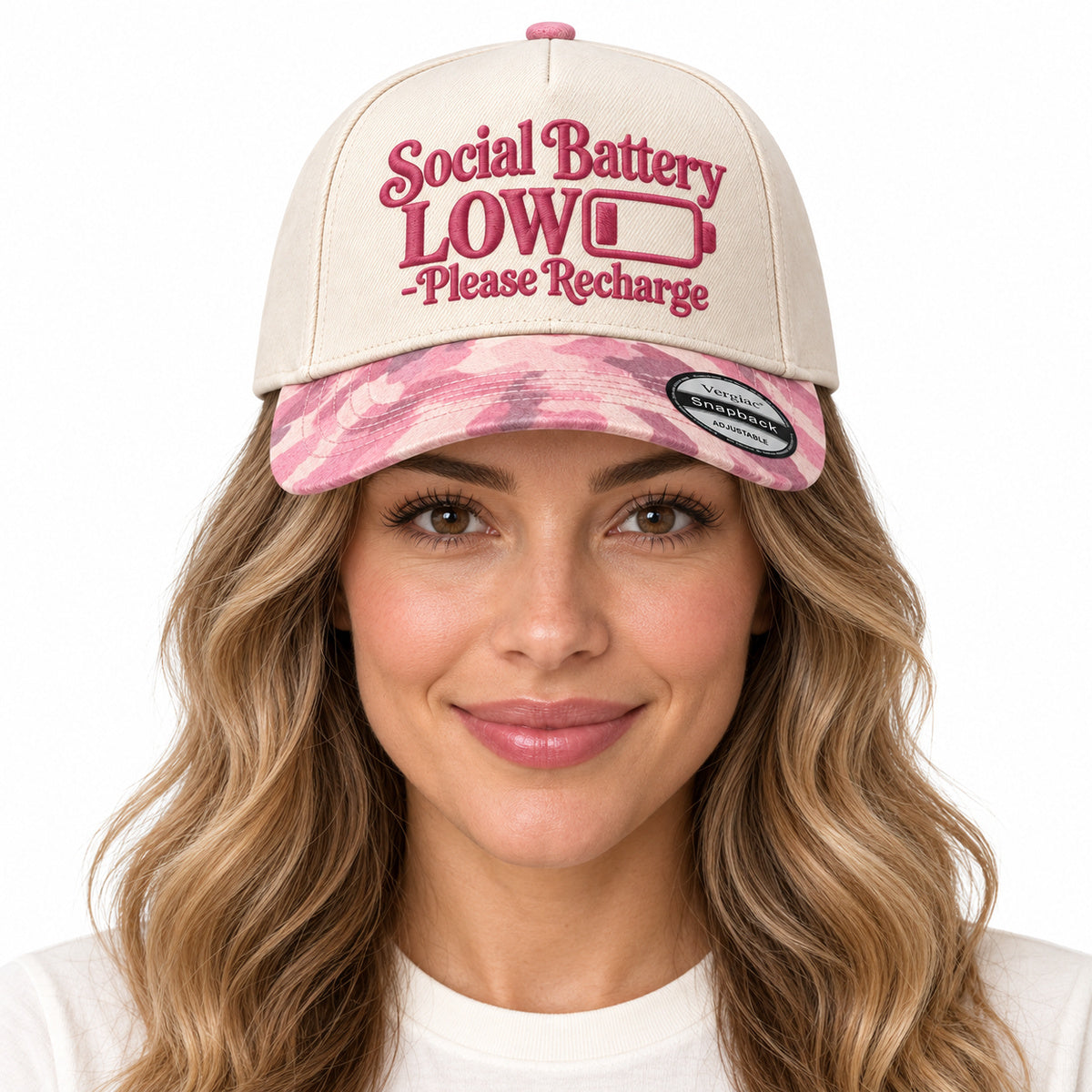 Social Battery Low Please Recharge Battery Graphic 5-Panel Trucker Hat