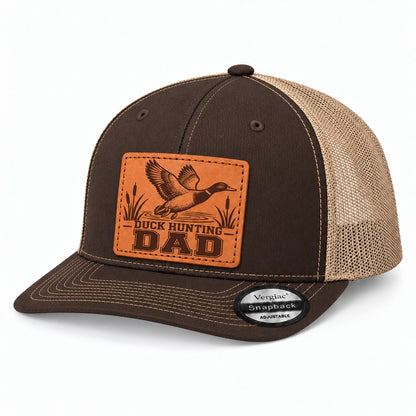 Duck Hunting Dad Leather Patch Trucker Hat