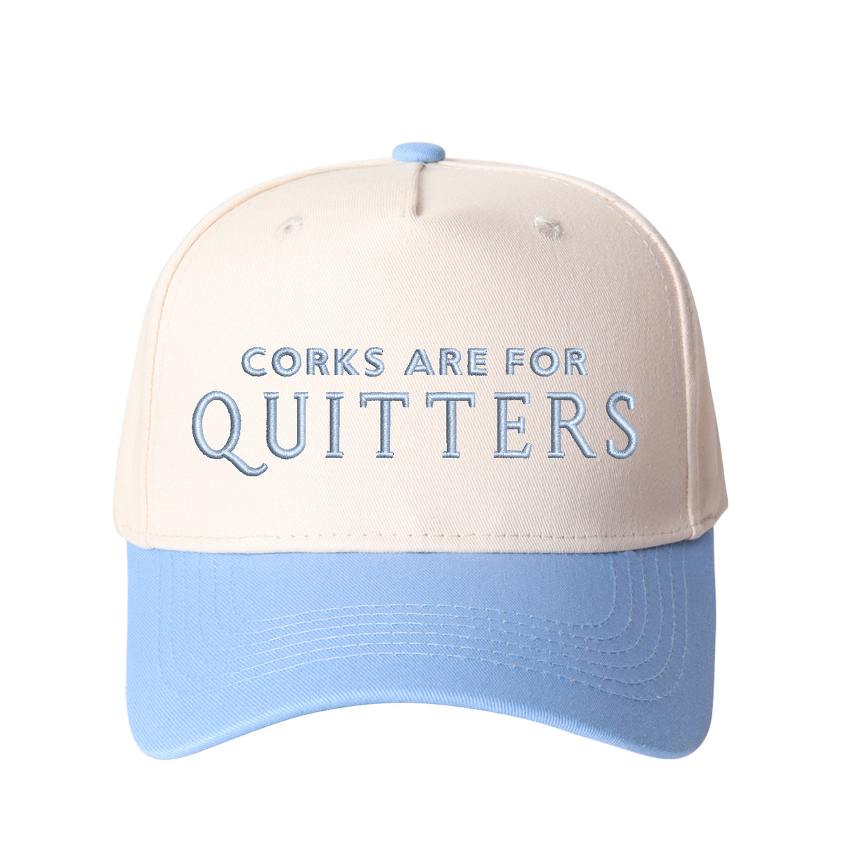 "CORKS ARE FOR QUITTERS" Letter Embroidered Patchwork Trucker Hat | Adjustable Unisex Snapback, Funny Wine Lover Travel Essential Cap