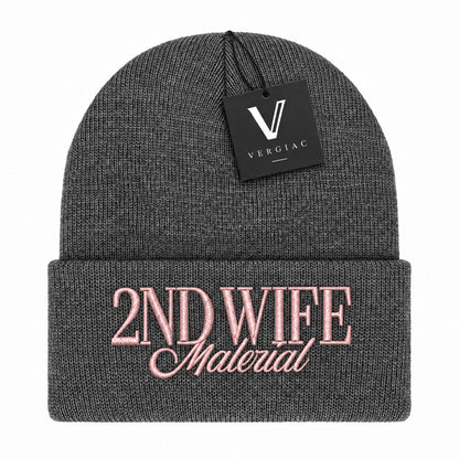 A 2ND WIFE Embroidered Acrylic Knitted Hat Unisex High Elasticity High Gram Weight Warm and Comfortable