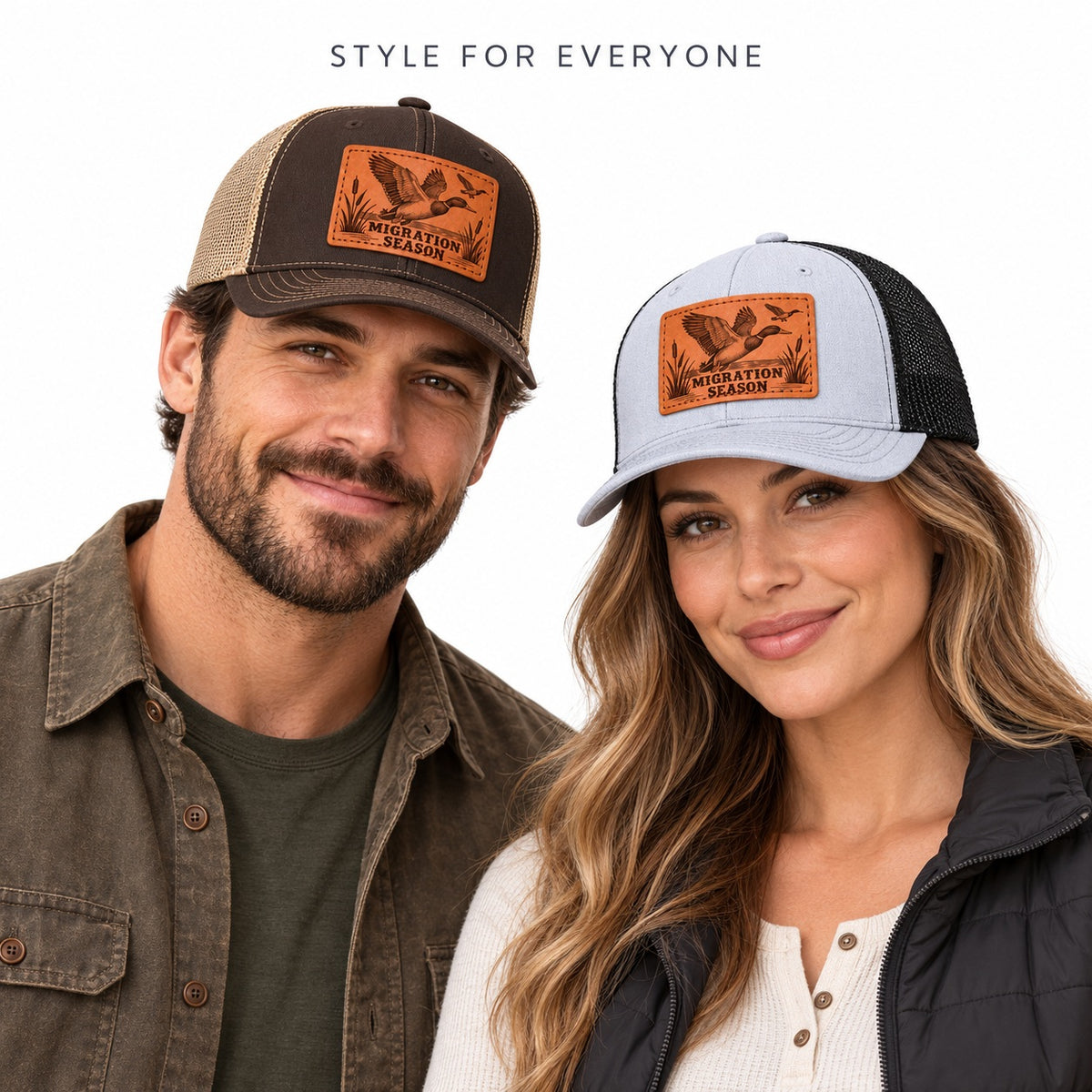 Migration Season Leather Patch Trucker Hat