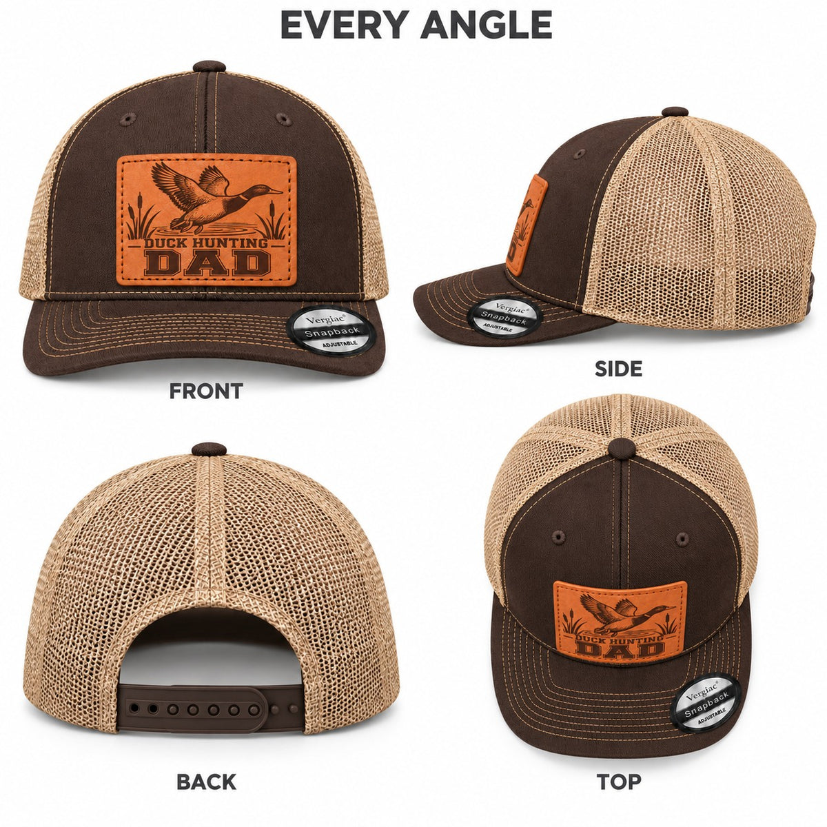 Duck Hunting Dad Leather Patch Trucker Hat
