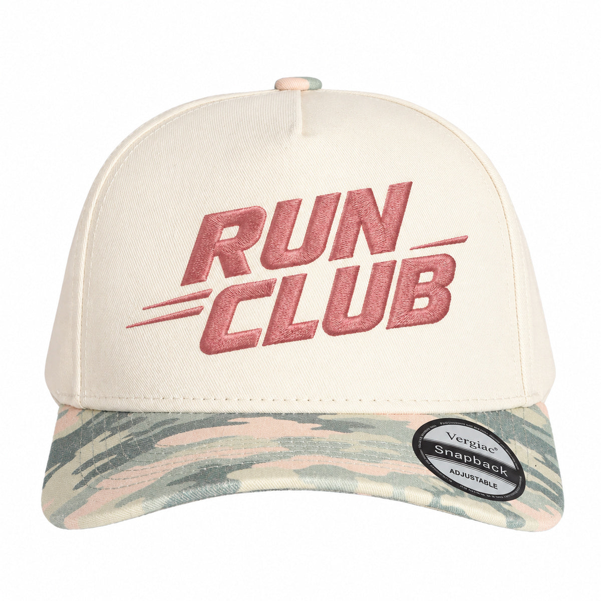 RUN CLUB Sports Letter Embroidered 5-Panel Cotton Trucker Hat with Printed Brim and Structured Front, Adjustable Unisex Baseball Cap, 1 Piece