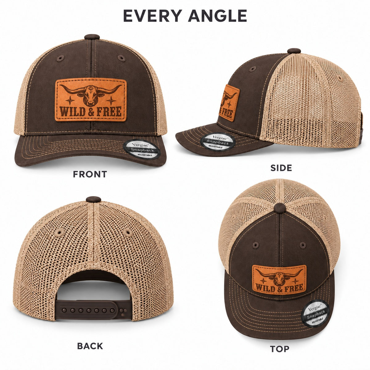 Wild and Free Leather Patch Trucker Hat