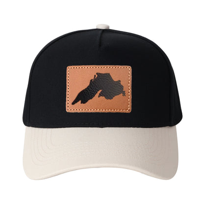 Upper Peninsula Of Michigan Leather Patch Trucker Hat