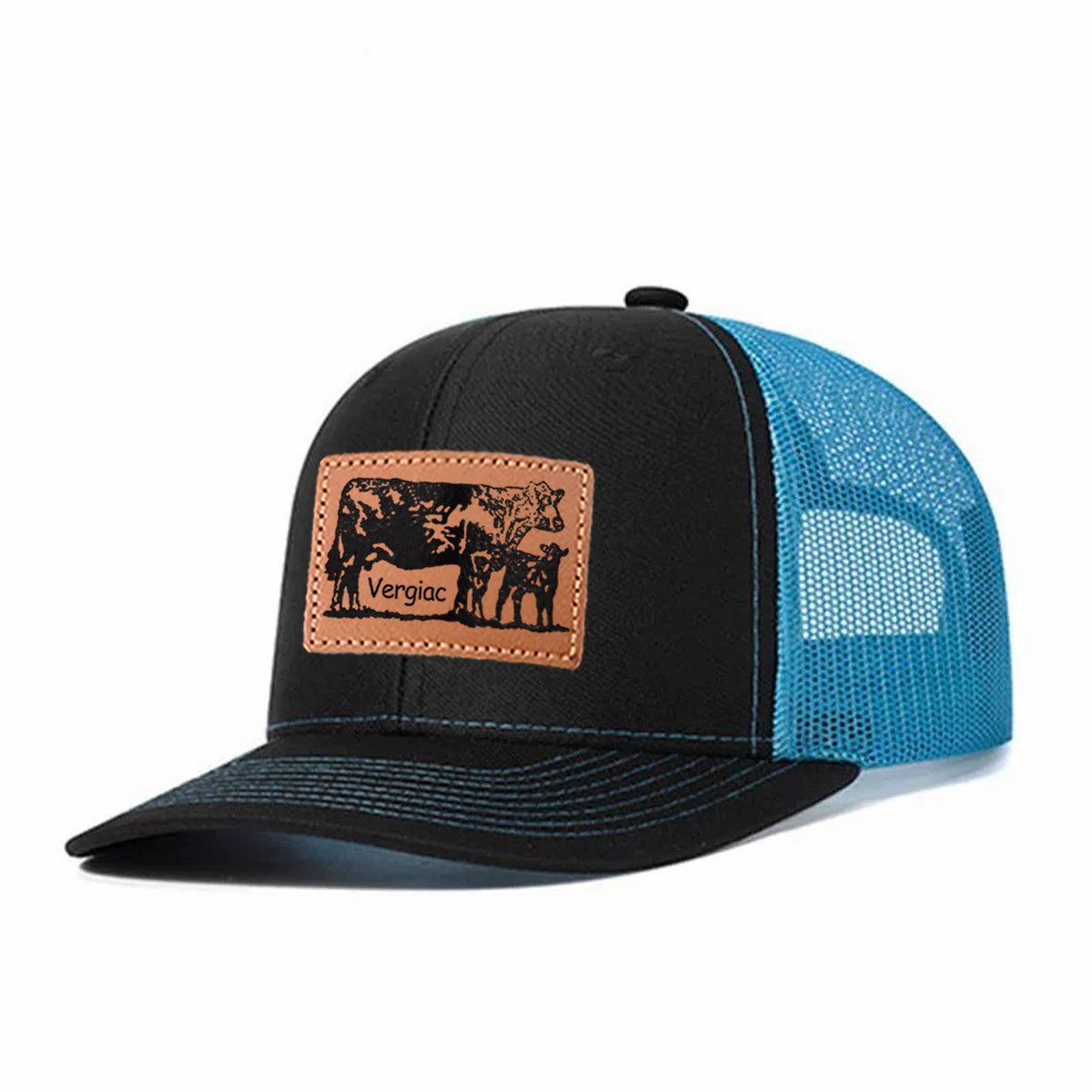 Cow Leather Patch Trucker Hat