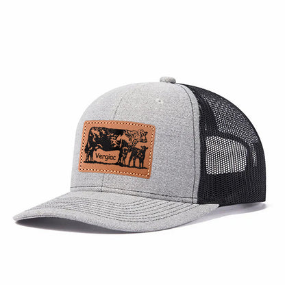 Cow Leather Patch Trucker Hat