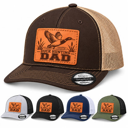 Duck Hunting Dad Leather Patch Trucker Hat