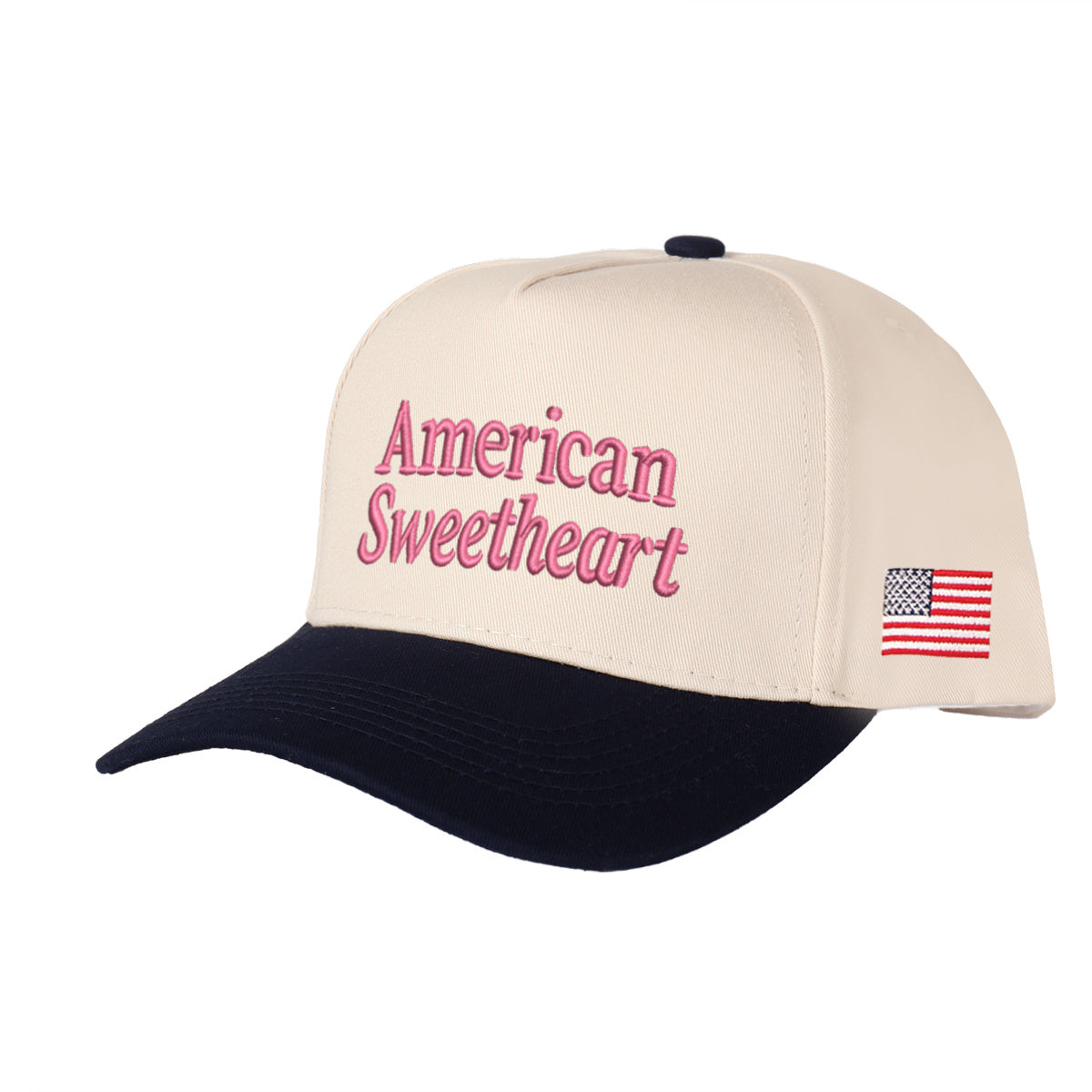 American Sweetheart Embroidered Patchwork Trucker Cap | Adjustable Unisex Snapback, Retro Americana Essential