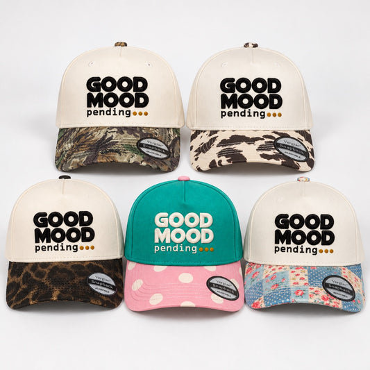 5-Panel Embroidered Cotton Trucker Hat with Printed Brim and Structured Front, Adjustable Unisex Baseball Cap, 1 Piece