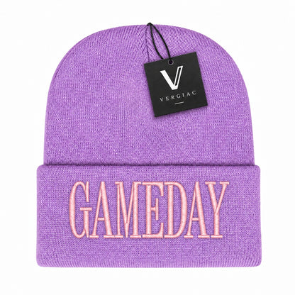 A GAMEDAY Embroidered Acrylic Knitted Hat Unisex High Elasticity High Gram Weight Warm and Comfortable